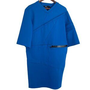 FishFash Strano Sheath Dress XS Blue Scuba Knit Avant Garde Lagenlook